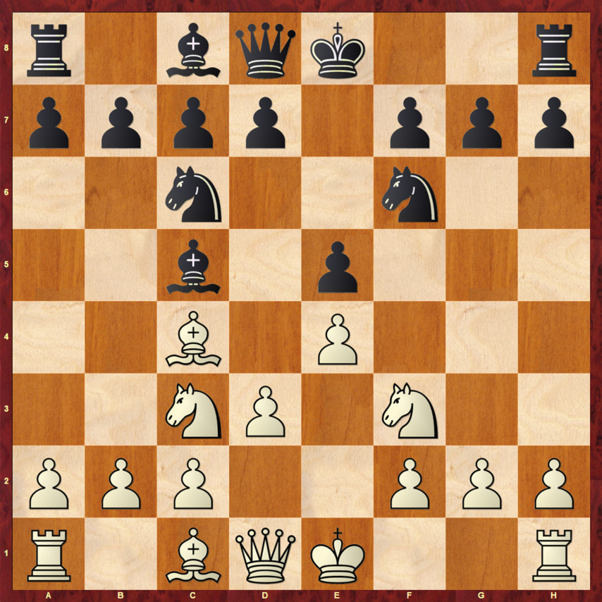 Диаграмма 15 (Итальянская партия) Диаграмма 15 - Вариант 1.e4 e5 2.Kf3 Kc6 3.Cc4 Cc5 4.Kc3 Kf6 5.d3